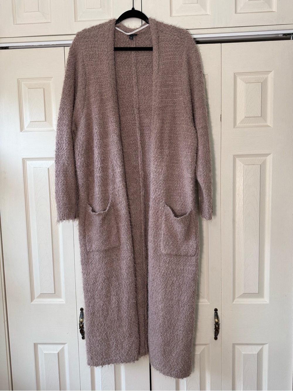 Torrid Fuzzy Yarn Cardigan Duster Open Front Longline Pockets Mauve Size 3X